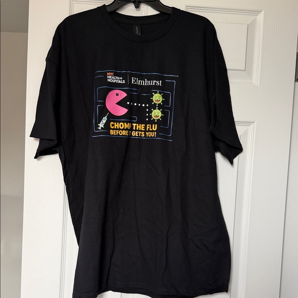 Nychhc Black T-Shirt with Flu Awareness Graphic